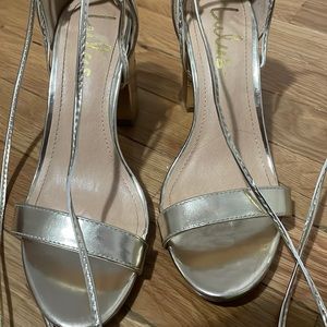 GOLD LACE UP HEELS from Lulus size 7